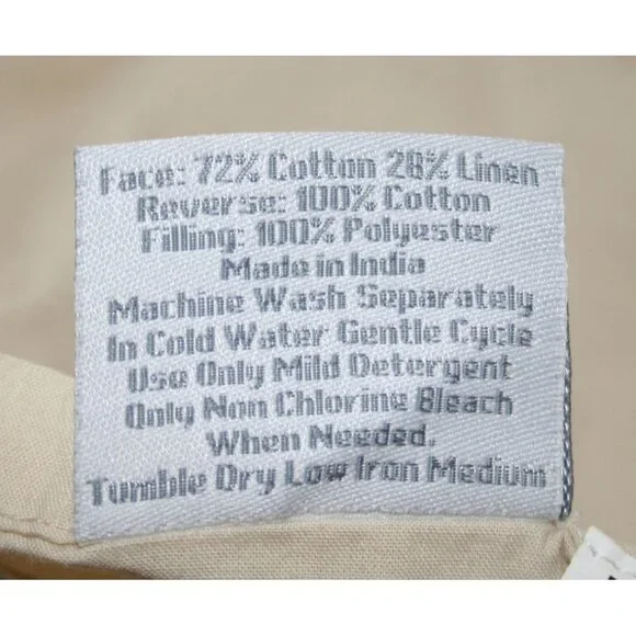 Frontgate Standard Pillow Sham Set Of 2 Cream Off-White Quilted Linen/Cotton 27x